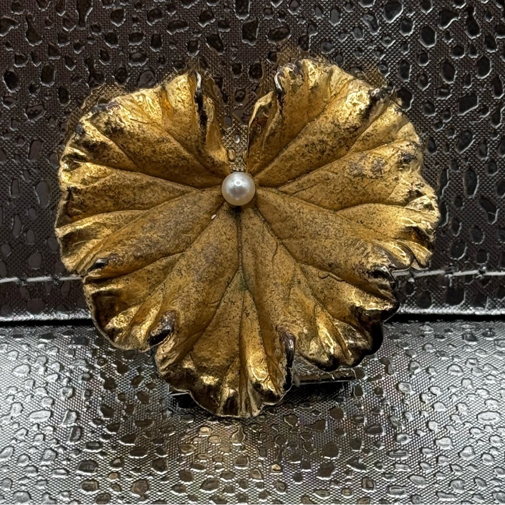 Gold fall leaf pin napier sterling gold